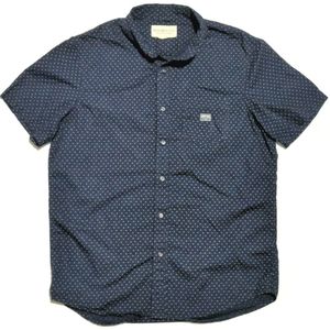 Denim Supply Ralph Lauren Mens M Short Sleeve Navy Blue Pink Stars Shirt EUC